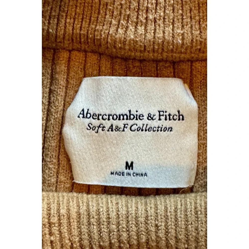 Abercrombie & Fitch Soft A&F Women's M Ribbed Striped Knit Sweater Camel